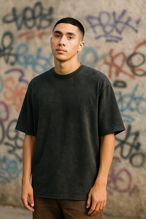 Oversized acid wash black T shirt