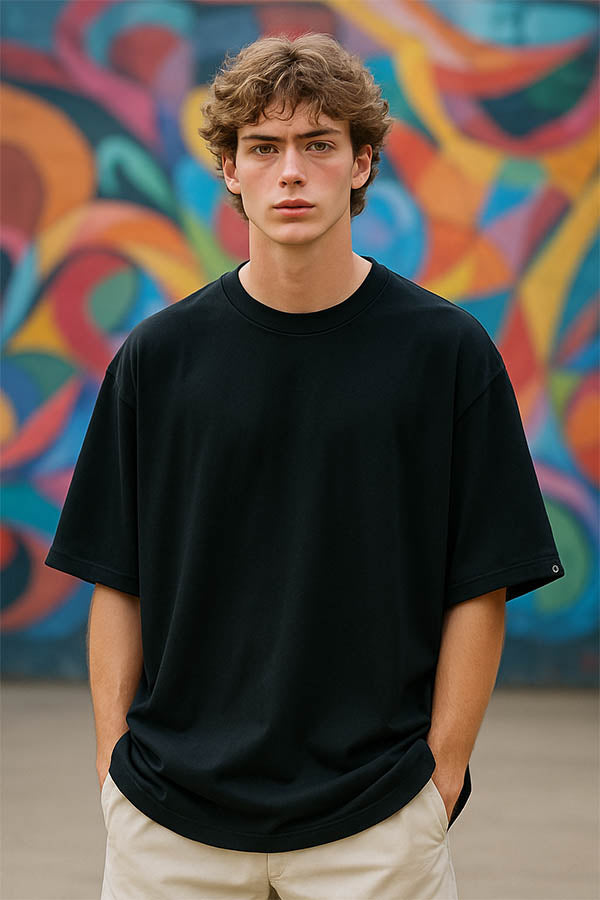 Black Oversized Premium Terry Cotton T shirt