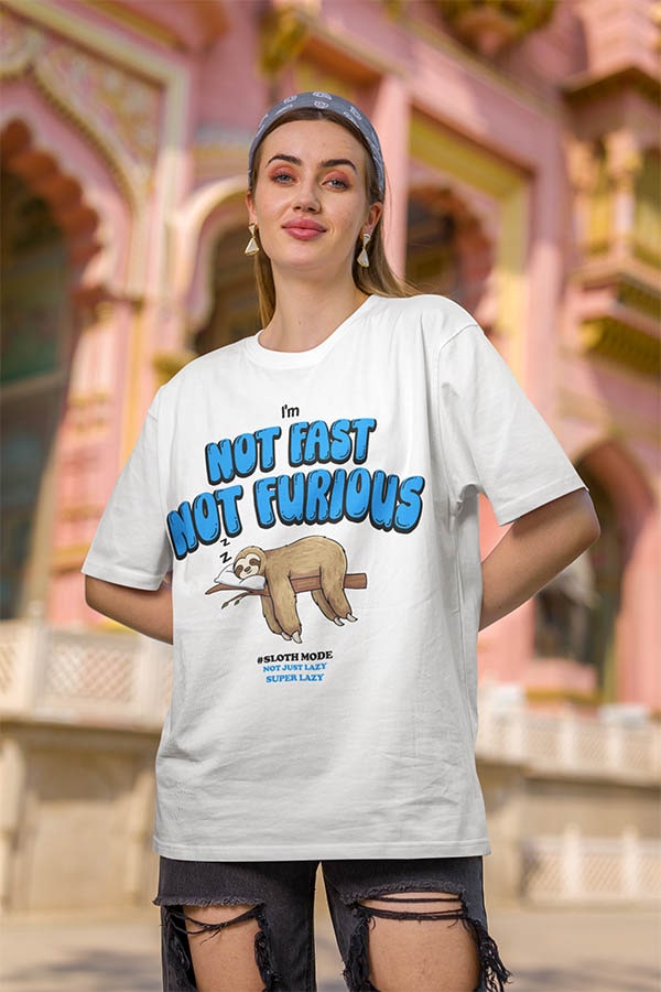 Oversized  I am not fast White T shirt