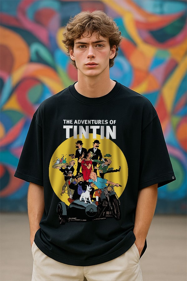 Oversized Tintin Black T shirt