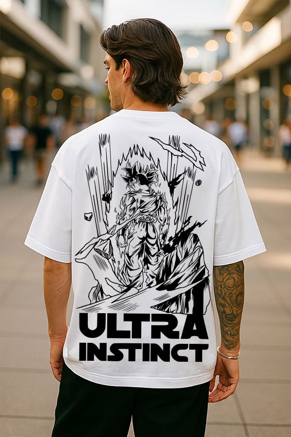 Oversized Anime Printed White T shirt