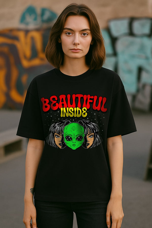 Oversized Beautiful Inside Black T-shirt