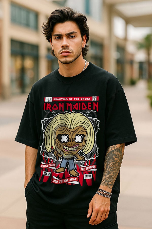 Oversized Big Head Music T shirts - Iron Maiden