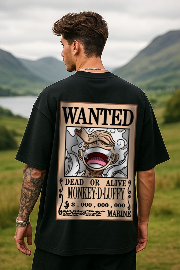Oversized Black Anime Tshirt