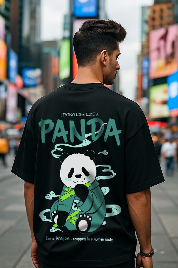 Oversized Black Panda T shirt
