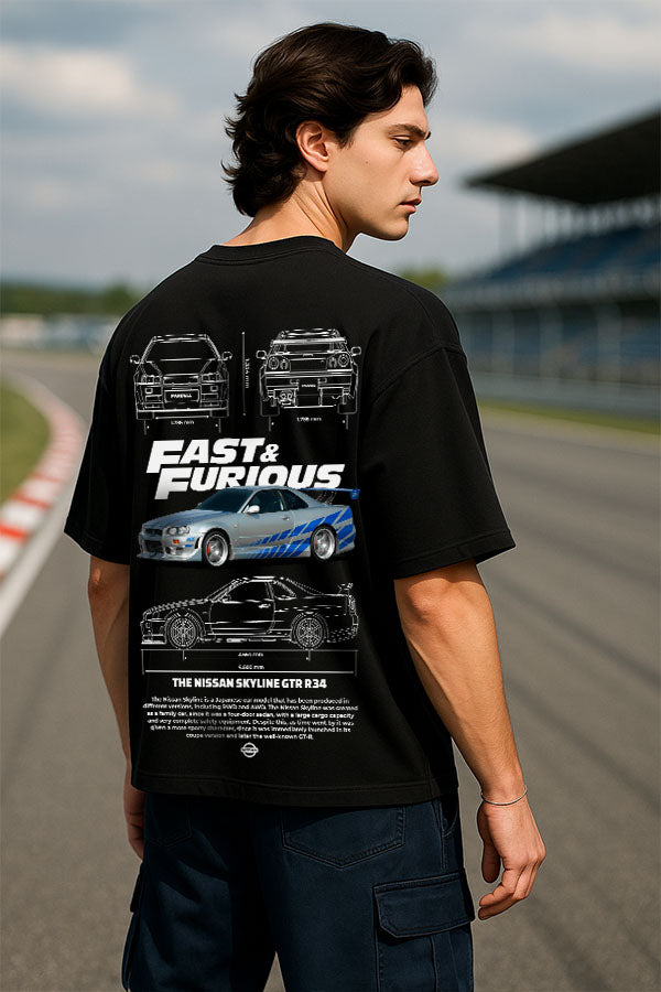 Oversized Black Tshirt- Nissan Fast And Furious