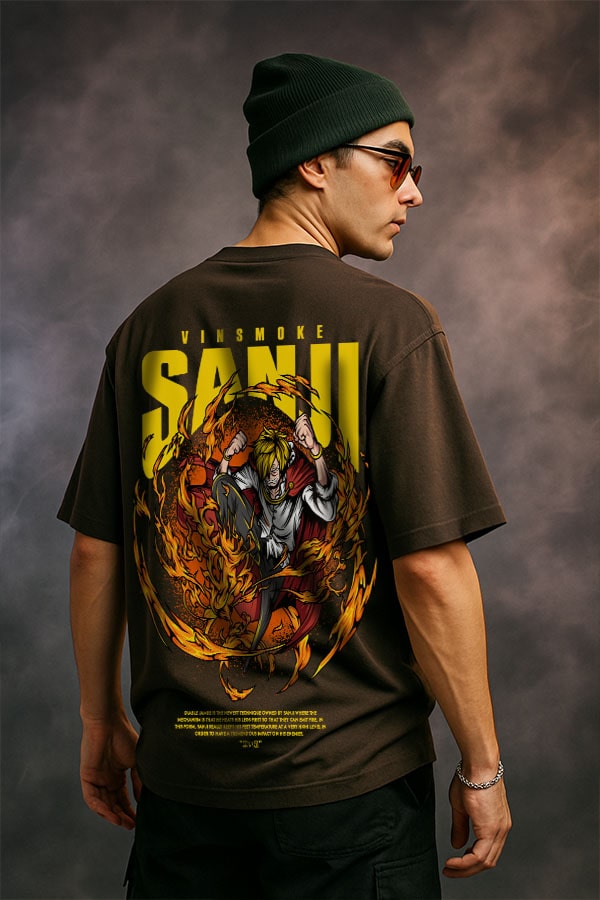Oversized Brown Anime Fan Tshirt