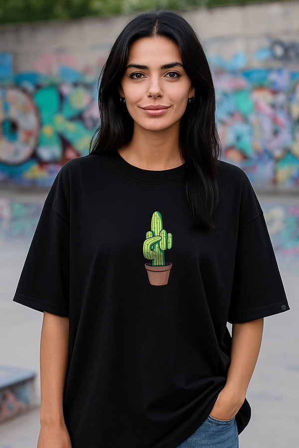 Oversized Cactus Black T-shirt