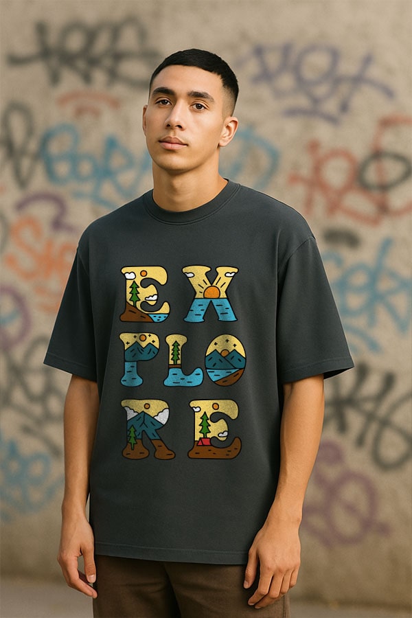 Oversized Explore Grey T shirt