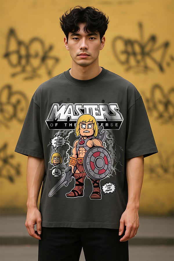 Oversized Grey Fan Tshirt - He Man Big Head