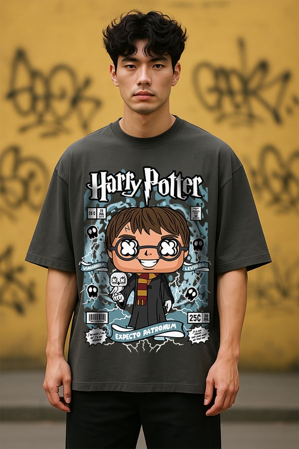 Oversized Grey Tshirt - Harry Potter Big Head