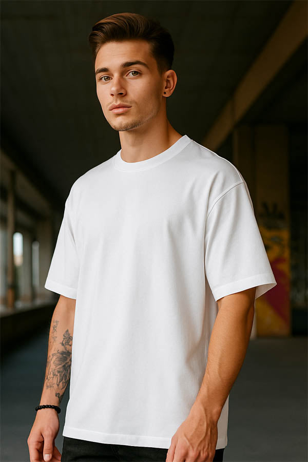 Oversized Premium Terry Cotton White T shirt