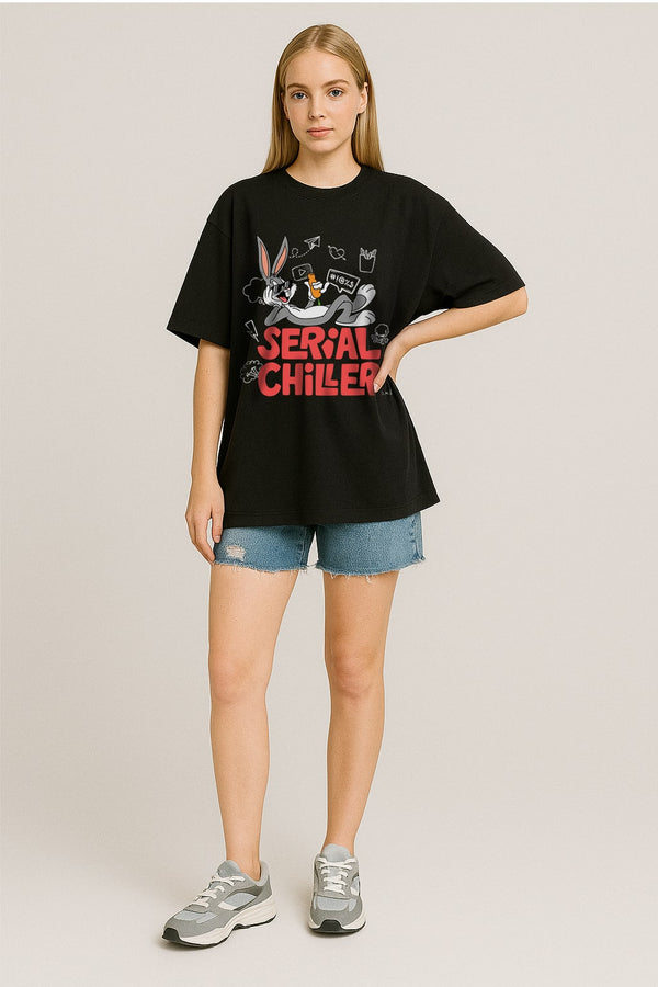 Oversized Serial Chiller Black T-shirt