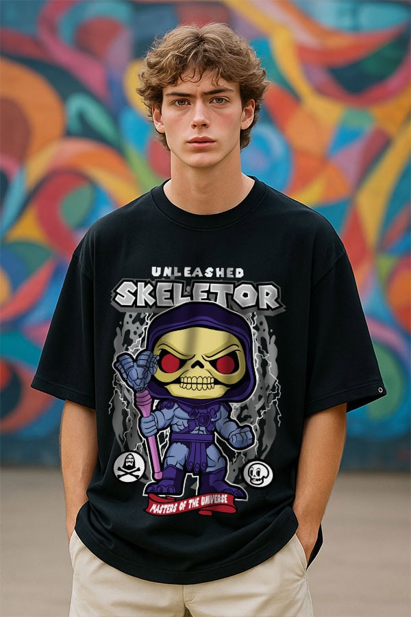 Oversized Sceletor Big Head Black T shirt