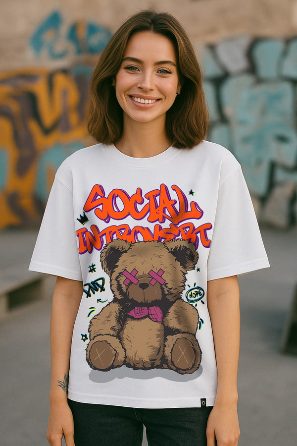 Oversized Teddy Bear White t shirt