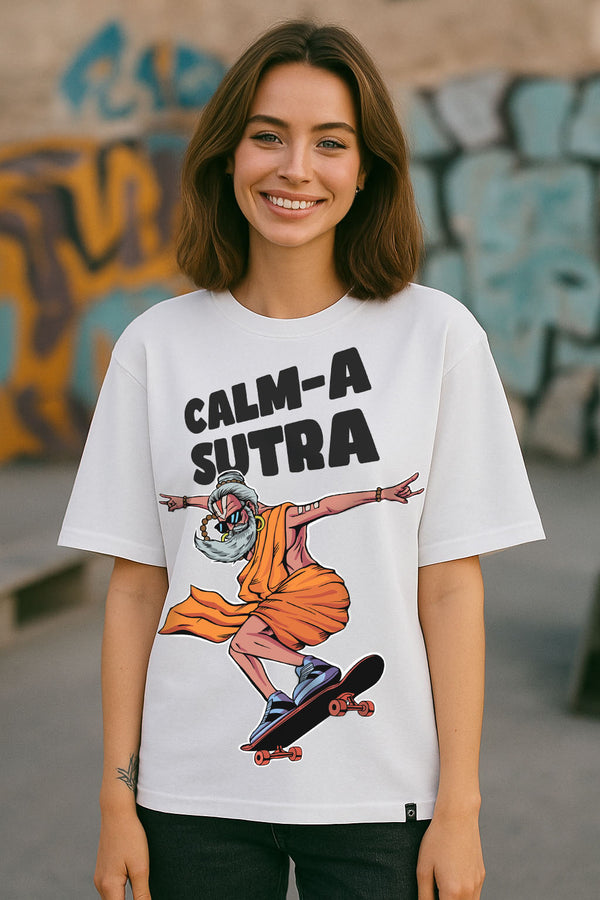 Oversized calm-a sutra White T-shirt