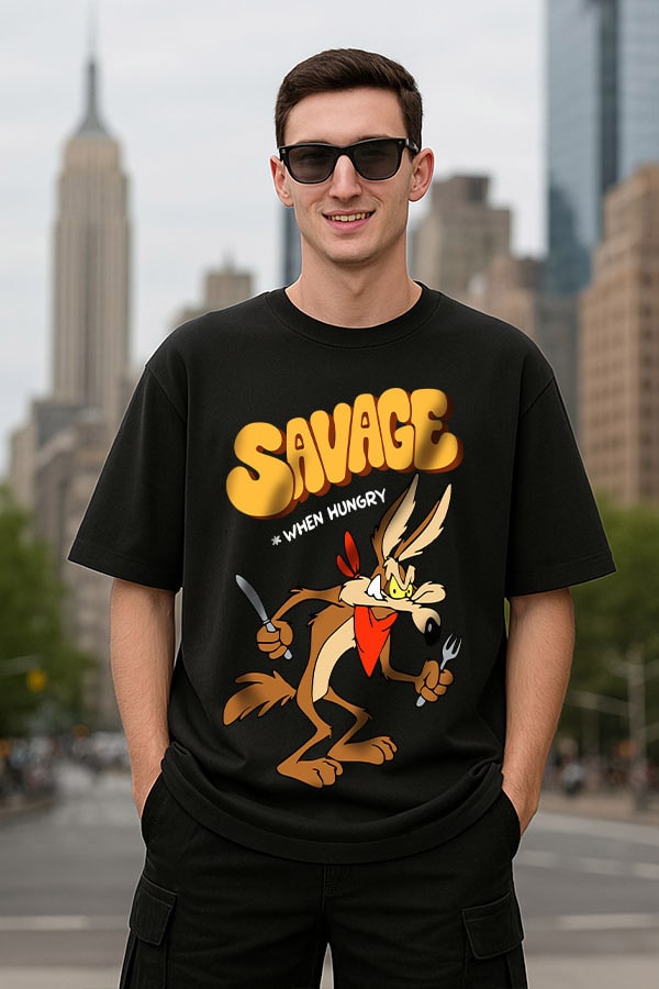 Oversized premium cotton graphic black T shirt