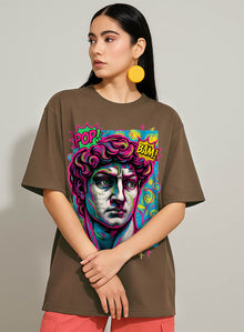 HAZUKU Pop Art Classic POP-Bam Light Brown Graphic Oversized T-Shirt  Women's Streetwear
