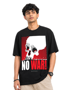 Hazuku No War Graphic Printed Oversized T-Shirt | Unisex Cotton Black Streetwear Tee