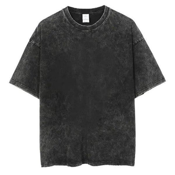 Drop Shoulder Dye Washed Street Look Black